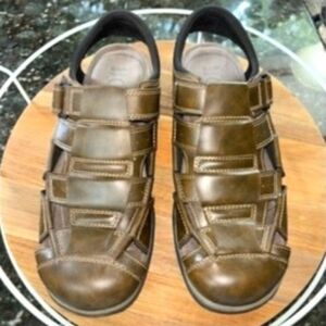 Gelron Cushion Men's Earth Spirit Brown Leather Fisherman Sandals‎ Size US 13